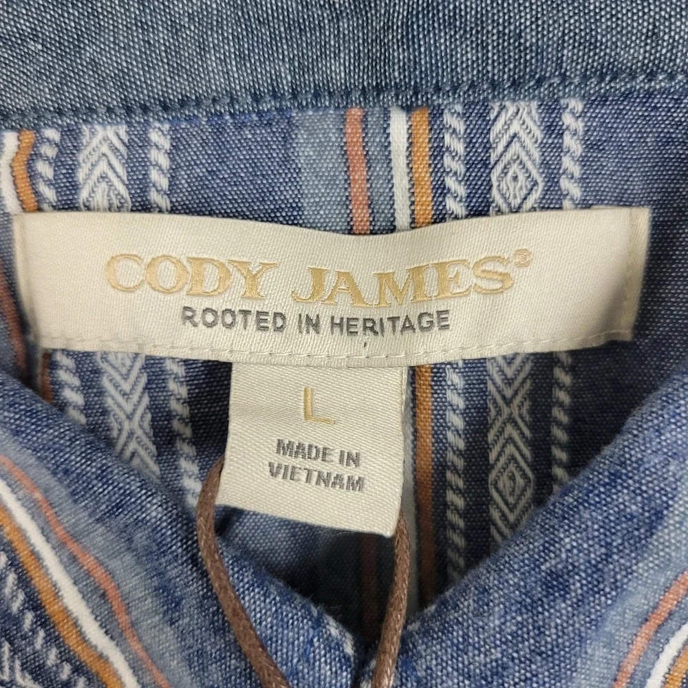 NWT Cody James Rooted In Heritage Mens Large Multicolor Striped Pearl Snap LS - Picture 4 of 6